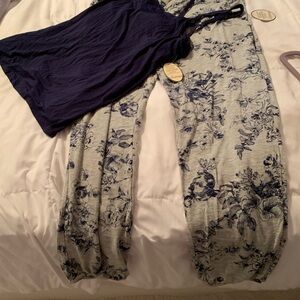 NWT Soma Blue and Gray Floral Pajama Set
